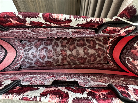 CD Medium Book Tote Pink Multicolor Mizza Embroidery