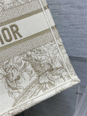 CD Medium Book Tote Jardin d’Hiver Embroidery White and Gold Tone
