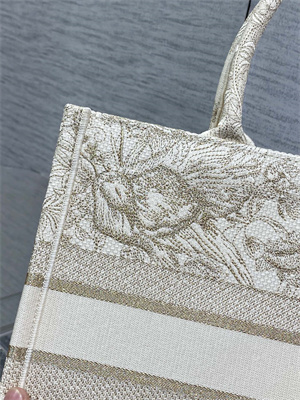 CD Medium Book Tote Jardin d’Hiver Embroidery White and Gold Tone
