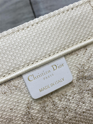 CD Medium Book Tote Jardin d’Hiver Embroidery White and Gold Tone