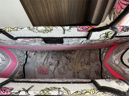 CD Medium Book Tote Mexico Millefiori Embroidery White Multicolor