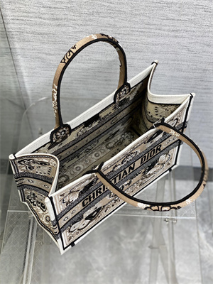 CD Medium Book Tote Butterfly Bandana Embroidery Beige Multicolor