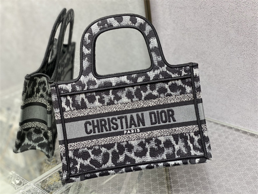 CD Mini Book Tote Black Multicolor Mizza Embroidery