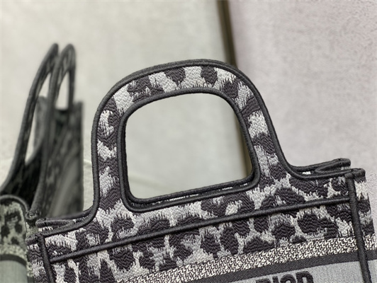 CD Mini Book Tote Black Multicolor Mizza Embroidery