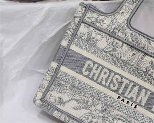 CD Mini Book Tote Toile de Jouy Embroidery Grey