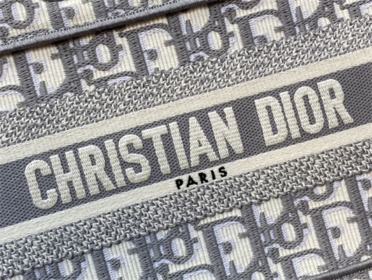 CD Mini Book Tote Grey Oblique Embroidery