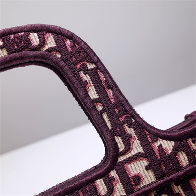 CD Mini Book Tote Oblique Embroidery Burgundy