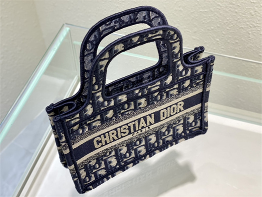 CD Mini Book Tote Blue Oblique Embroidery