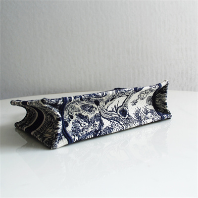 CD Mini Book Tote Toile de Jouy Embroidery Ecru and Blue