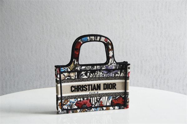 CD Mini Book Tote Mille Fleurs Embroidery Black Multicolor