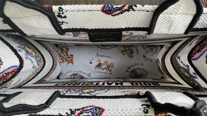 CD Small Book Tote Dragon Zodiac Embroidery White Multicolor