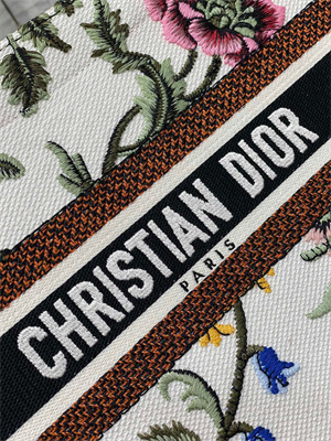 CD Small Book Tote Petites Fleurs Embroidery White Multicolor