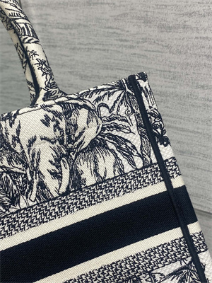 CD Small Book Tote Voyage Toile de Jouy Embroidery White and Black