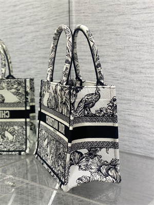 CD Small Book Tote Voyage Toile de Jouy Embroidery White and Black
