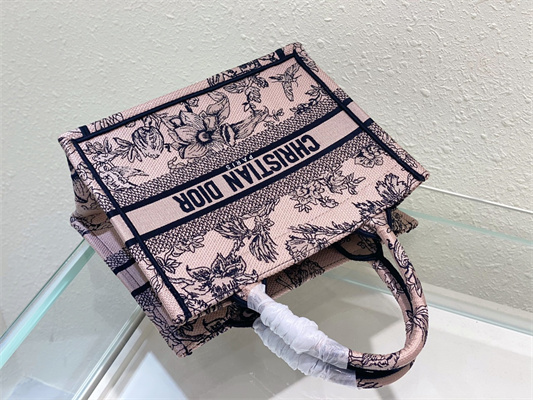 CD Small Book Tote Jardin Botanique Embroidery Pink