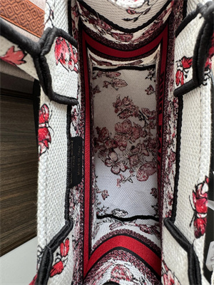 CD Small Book Tote  Le Ceour des Papillons Embroidery White and Red