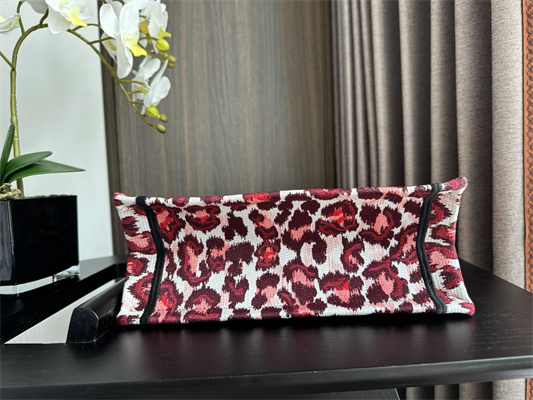 CD Small Book Tote Pink Multicolor Mizza Embroidery