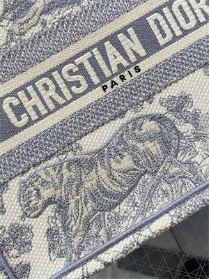 CD Small Book Tote Toile de Jouy Embroidery Ecru and Grey