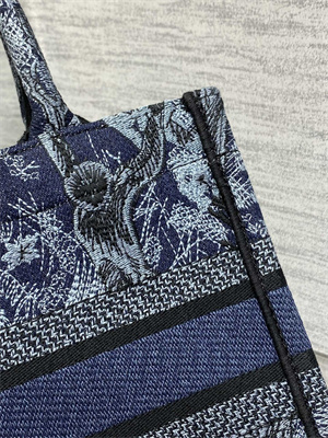 CD Small Book Tote Toile de Jouy Embroidery Denim Blue