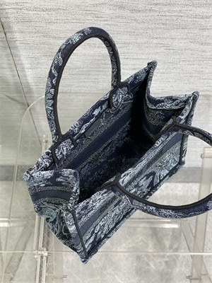 CD Small Book Tote Toile de Jouy Embroidery Denim Blue