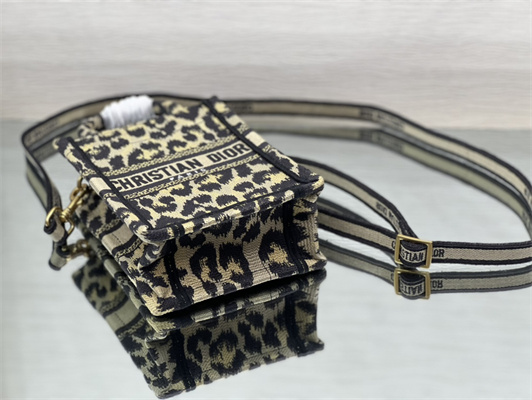 CD Mini Vertical Di.or Book Tote With Strap Beige Multicolor Mizza Embroidery