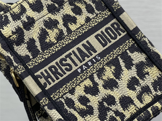 CD Mini Vertical Di.or Book Tote With Strap Beige Multicolor Mizza Embroidery