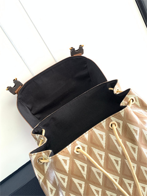 Large Di.or Hit The Road Backpack Brown CD Diamond Canvas