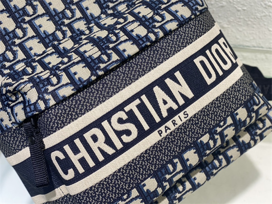 Di.or Small Travel Backpack Blue Oblique Jacquard