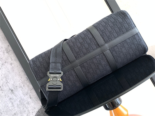 Di.or Lingot 50 Travel Bag Black Oblique Jacquard