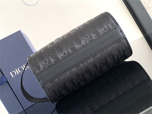 Di.or Lingot Toiletry Bag Black Oblique Mirage Technical Fabric