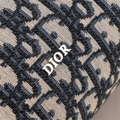 Di.or Lingot Toiletry Bag Beige and Black Oblique Jacquard