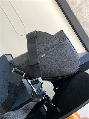 Di.or Saddle Bag Black Grained Calfskin With White Di.or Printing