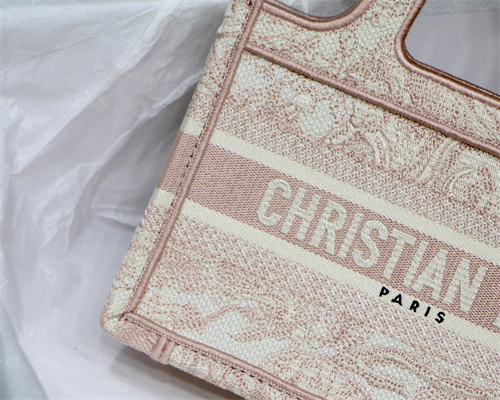 CD Mini Book Tote Toile de Jouy Embroidery Pink