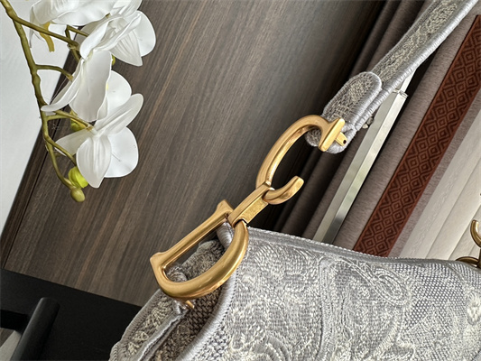CD Saddle Bag Toile de Jouy Embroidery Gray Color