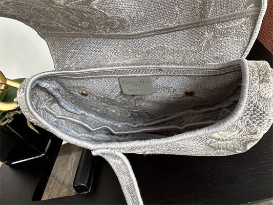 CD Saddle Bag Toile de Jouy Embroidery Gray Color
