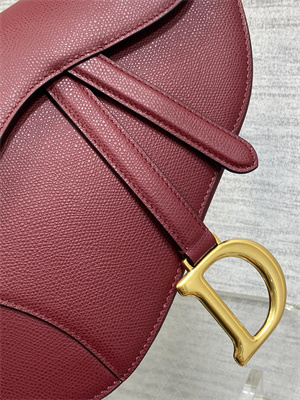 CD Saddle Bag Grained Calfskin Wine Color