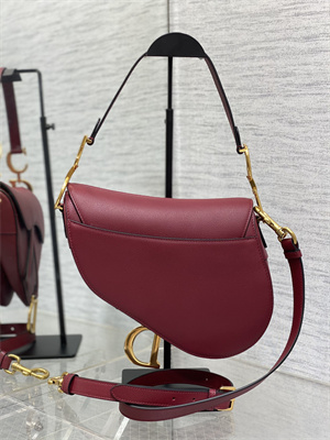 CD Saddle Bag Grained Calfskin Wine Color