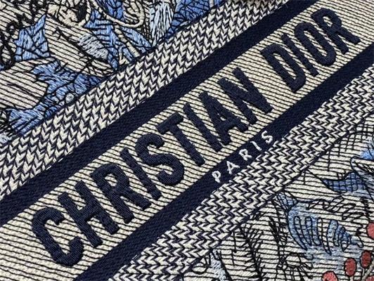 CD Medium Lady Di.or D-Lite Bag Jardin Magique Embroidery Blue and Multicolor