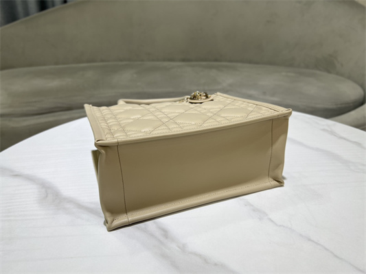 CD Small Book Tote With Strap Macrocannage Calfskin Beige