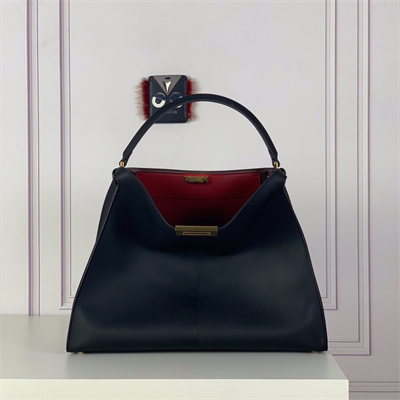 Fen.di Peekaboo X-Lite Large Leather Bag Black Color