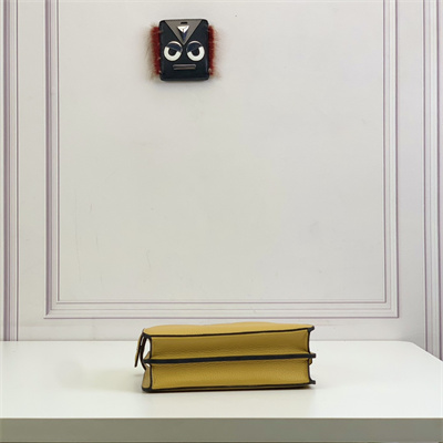 Fen.di Peekaboo ISeeU XCross Leather Bag Yellow Color