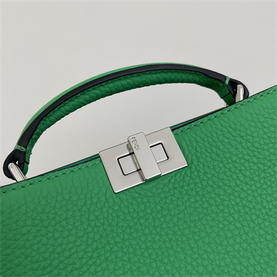 Fen.di Peekaboo ISeeU XCross Leather Bag Green Color