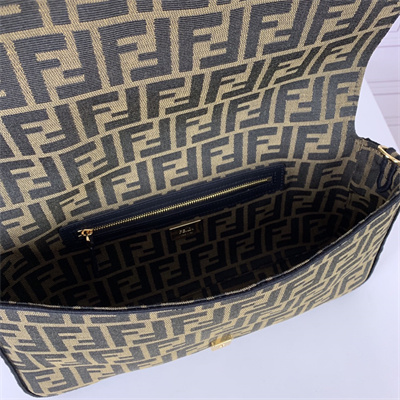 Fen.di BAGUETTE Large Bag Brown FF Jacquard Fabric
