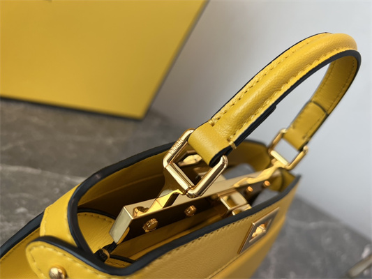 Fen.di Peekaboo ISeeU Petite Leather Bag Yellow Color