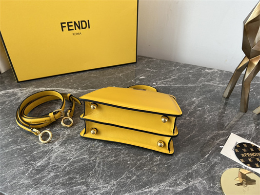 Fen.di Peekaboo ISeeU Petite Leather Bag Yellow Color