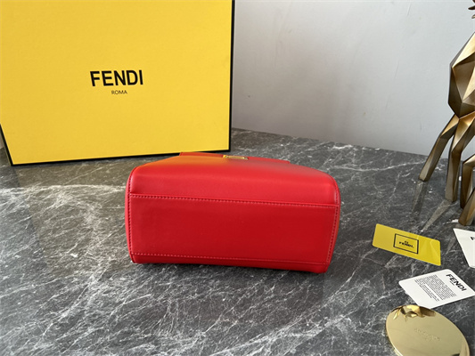 Fen.di Peekaboo Mini Leather Bag Red Color