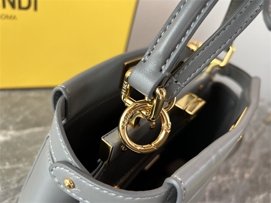 Fen.di Peekaboo Mini Leather Bag Grey Color