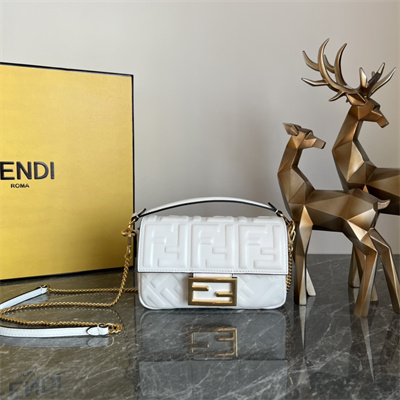 Fen.di BAGUETTE Mini Bag White Nappa Leather With FF Motif