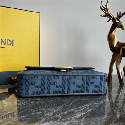 Fen.di BAGUETTE Dk Denim Blue FF Canvas Bag