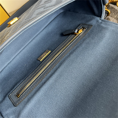 Fen.di BAGUETTE Dk Denim Blue FF Canvas Bag